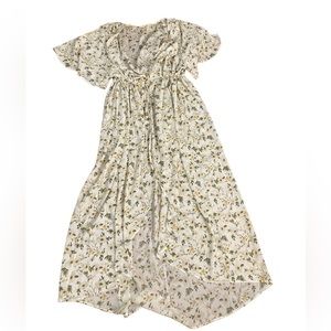 3rd Malt 3XL Wrap-Front Floral Dress-white and yellow